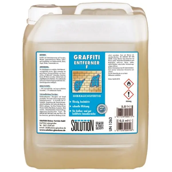 SOLUTION Graffiti Entferner F hocheffektiver flüssiger Graff2entferner 5 l Kanister