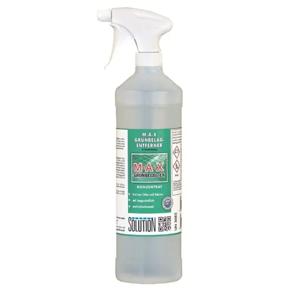 SOLUTION MAX Grünbelagentferner gegen Grünbelag und organischen Ablagerungen 1 l Flasche