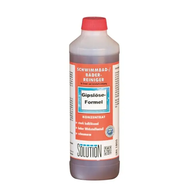 SOLUTION Schwimmbad-/Bäderreiniger forte Gipslöseformel Konzentrat. löst Gipsablagerungen 500 ml Flasche