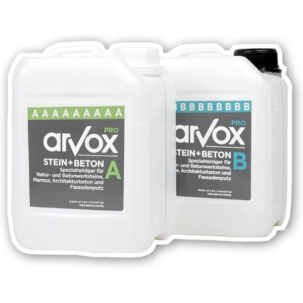 Arvox Pro STEIN + BETON 2-Komponenten-Reiniger 2 x 5 l Kanister A + B