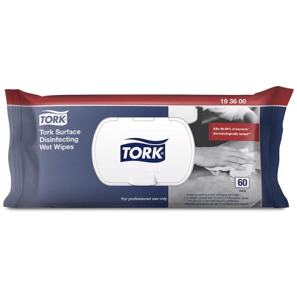 TORK Feuchte Desinfektionstücher für Oberflächen 1-lagig, weiß,  1 Karton = 12 Pack