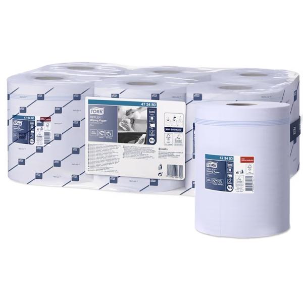TORK Reflex™ Papierwischtücher 1-lagig, blau, Rolle a 269,9 m 1 Karton = 6 Rollen
