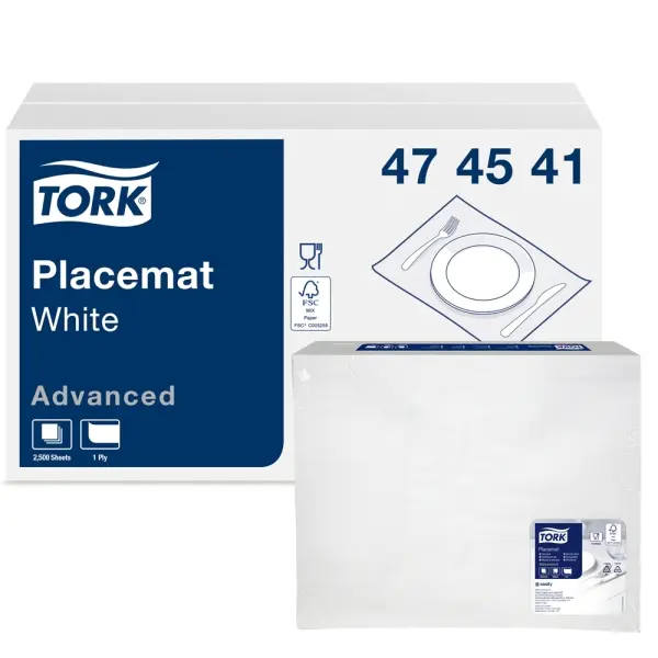 TORK Tischset 1-lagig, 30 x 42 cm, weiß, geprägt 1 Karton = 5 x 500 Stück