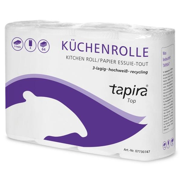 tapira Top Küchenrolle 3-lagig, 26 x 22 cm, hochweiß, 64 Blatt 1 Pack = 32 Rollen