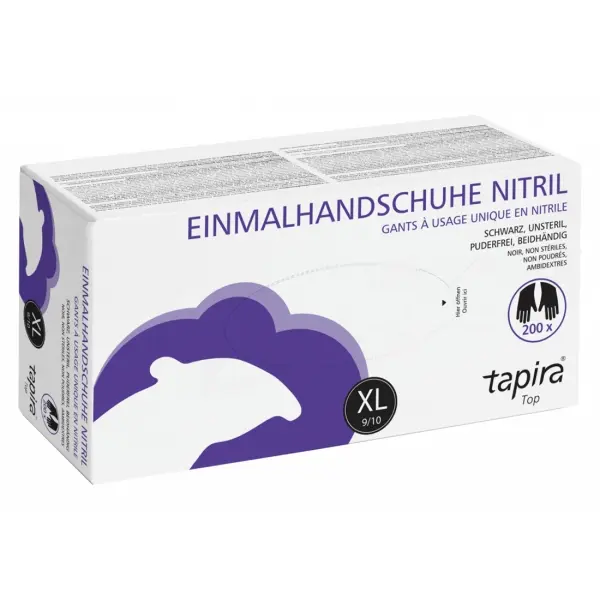 tapira Top Nitril-Einmalhandschuhe unsteril, puderfrei Gr. XL schwarz 1 Box = 200 Stück