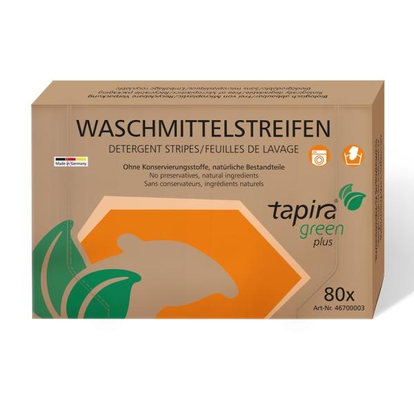 tapira Green PLUS Waschmittelstreifen aus natürlichen Inhaltsstoffen 1 Karton = 80 Stück