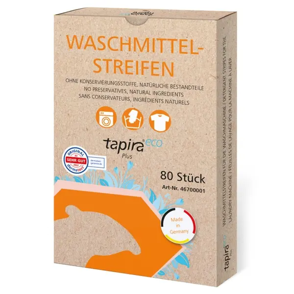 tapira Plus ECO Waschmittelstreifen mit natürlichen Bestandteilen 1 Karton = 80 Stück