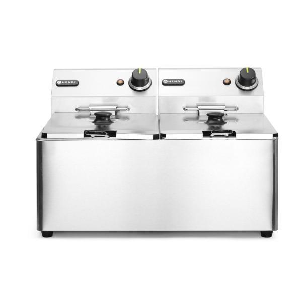 HENDI Fritteuse Kitchen Line - 2 x 8 l, Kitchen Line 16 l, 230V / 7000W 542 x 430 x 351mm
