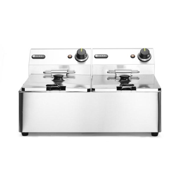 HENDI Friteuse Kitchen Line - 2 x 6 l, Kitchen Line 12 l, 230V / 6600W 550 x 430 x 305 mm