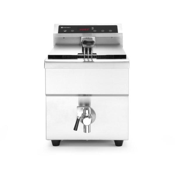HENDI Induktionsfritteuse mit Ablasshahn - 8 l 8 l, Hellgrau 230V / 3500W 288 x 619 x 408 mm