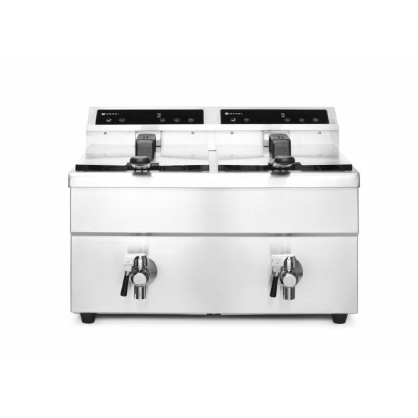 HENDI Induktionsfritteuse - mit Ablasshahn 2 x 8 l Profi Line 16 l, 230V / 7000W 577 x 609 x 410 mm