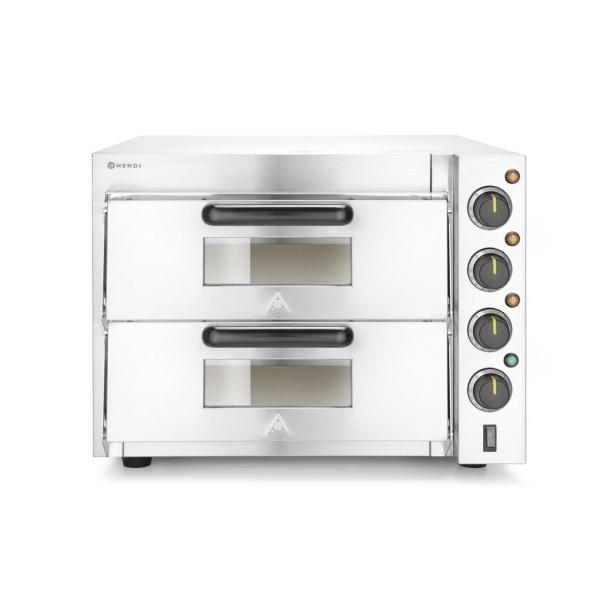 HENDI Doppeldeck-Pizzaofen 3000W Silber 230V / 3000W 580 x 560 x 435 mm