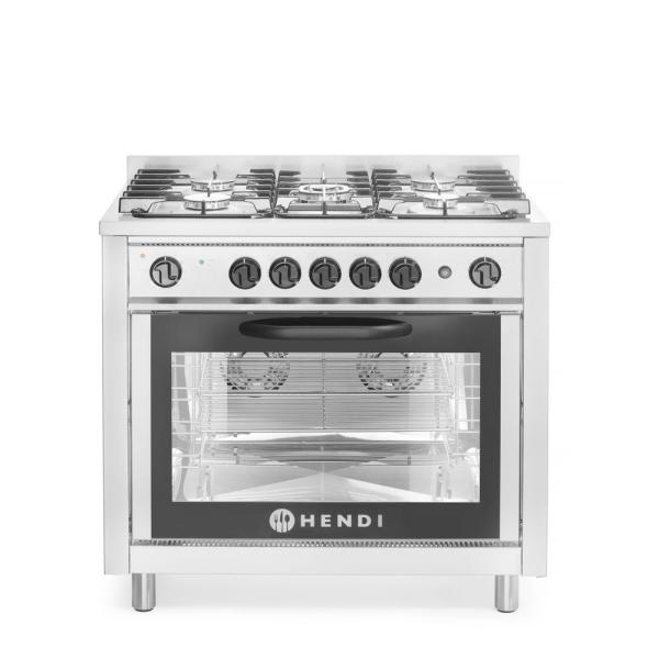 HENDI Gasherd - 5 Kochfelder mit Elektroofen Kitchen Line Silber 230V / 2900W, 14,3kW, 900 x 653 x 900 mm