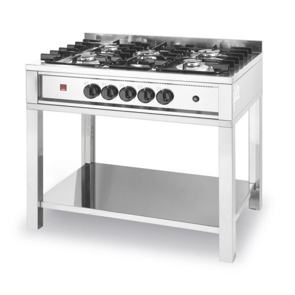 HENDI Gasherd - 5 Kochfelder offener Unterbau Kitchen Line 14,3kW 900 x 640 x 910 mm