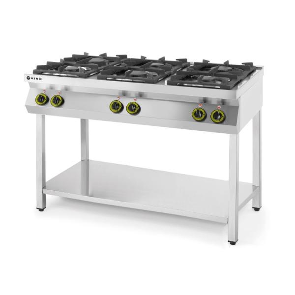 HENDI Gasherd - 6 Kochfelder offener Unterbau Kitchen Line 28,5kW 1200 x 700 x 900 mm