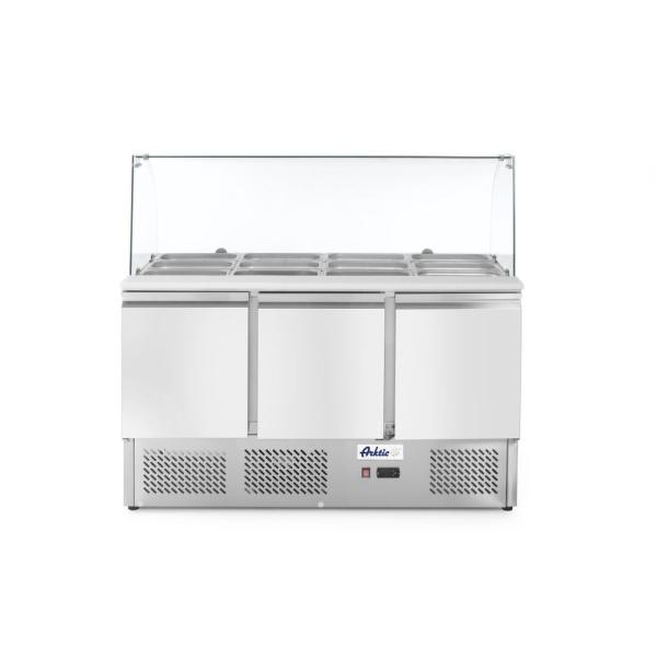 HENDI Kühltisch dreitürig mit Glasdisplay 380 l, Arktic 230V / 310W 1390 x 702 x 1330 mm