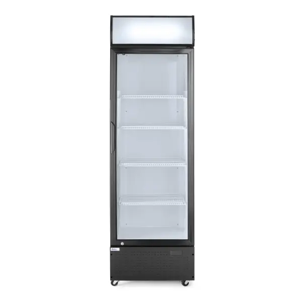 Eintüriger Kühlschrank mit hinterer Bar und hinterleuchteter Blende. Arktic 254L. Schwarz. 220-240V/250W. 578x605 x 1980mm 