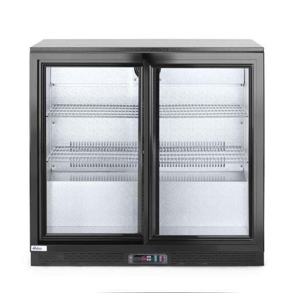 HENDI Backbar-Kühlschrank mit doppelten Schiebetüren Arktic 197 l, Schwarz 220-240V/160W, 900 x 520 x 865 mm