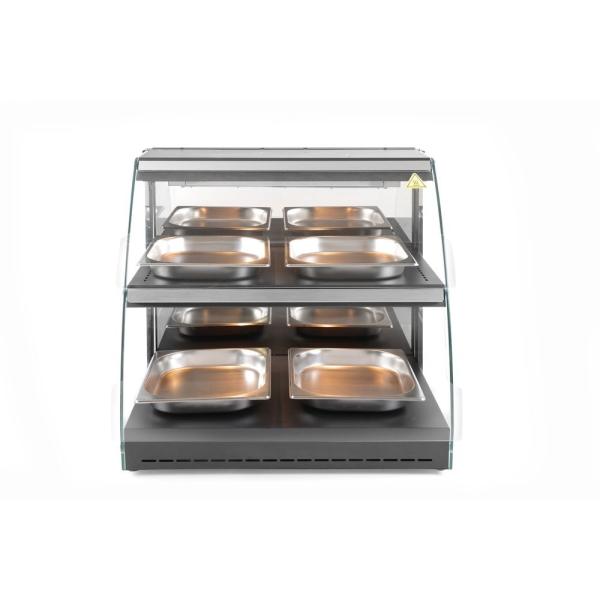 HENDI Warmhaltevitrine mit Quarzheizung 2 Regalböden 230V / 560W 650 x 485 x 630 mm