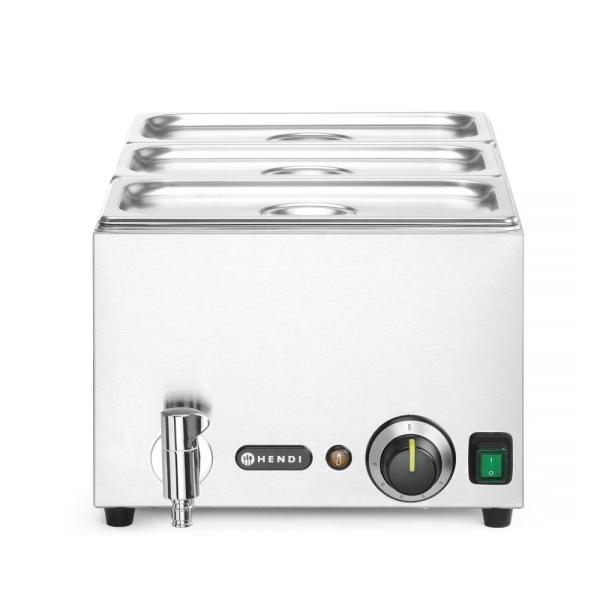 HENDI Set: Bain-Marie Ranger mit Ablasshahn + 3 x  GN 1/3 Behälter mit Deckel HENDI, GN 1/1, 230V / 1000W, 604 x 332 x 242mm