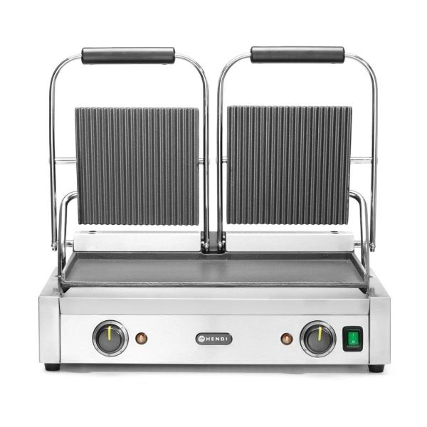 HENDI Kontaktgrill - Doppelversion oben gerillt unten glatt 230V / 3600W 570 x 395 x 510 mm