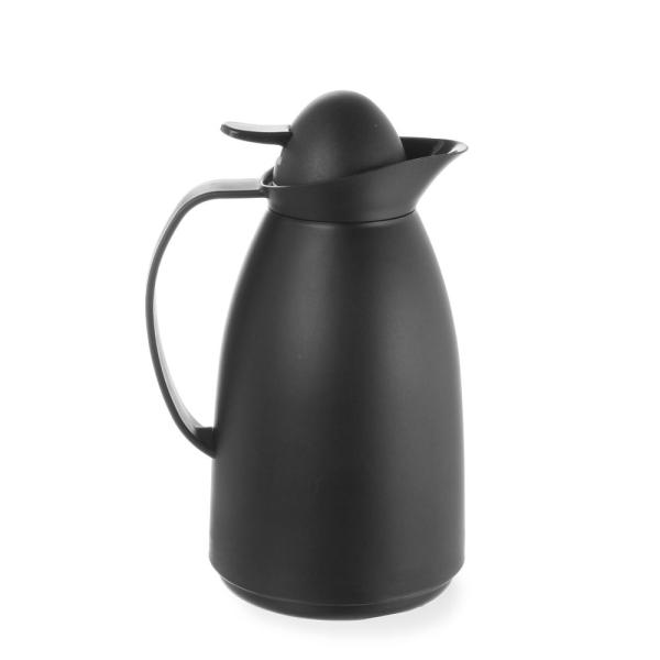 HENDI Isolierkanne mit Innenbehälter aus Glas 1 l, Schwarz Ø 140 x 268 mm