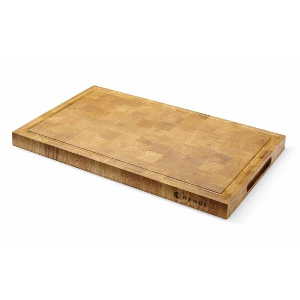 HENDI Servierbrett aus Eichenholz Hirnholz 530 x 325 x 35 mm
