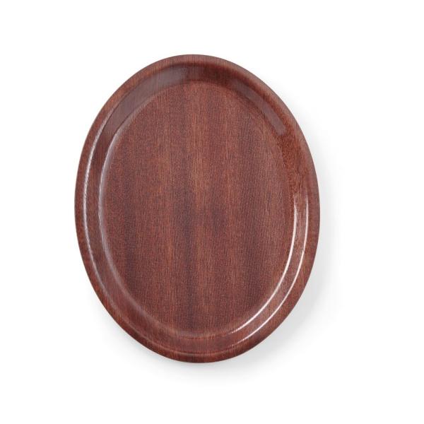 HENDI Serviertablett in Holzoptik oval Mahagoni 200 x 265 mm