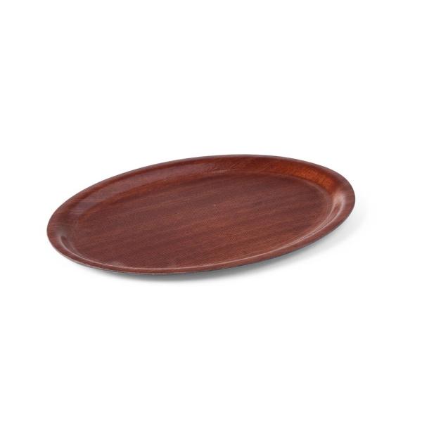 HENDI Serviertablett in Holzoptik oval Mahagoni 290 x 210 mm