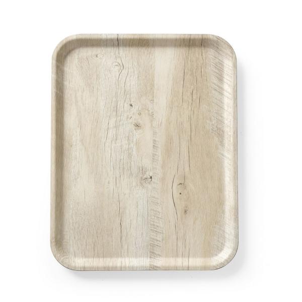 HENDI Serviertablett aus Melamin mit Holzoptik  Holz hell 330 x 430 mm