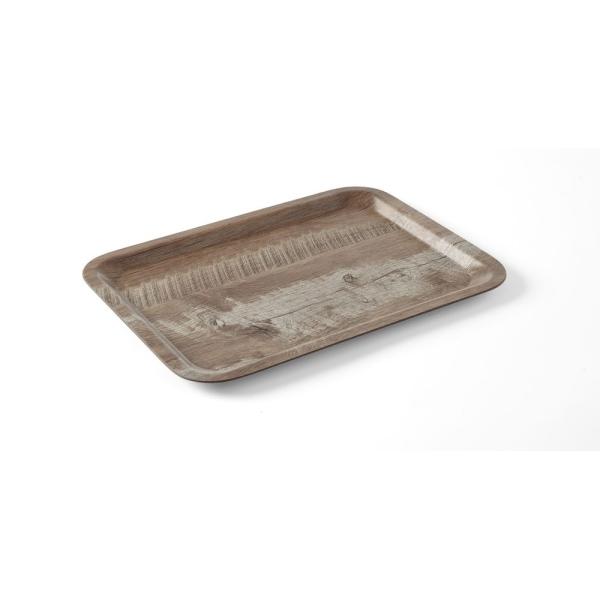 HENDI Serviertablett aus Melamin mit Holzoptik  Holz dunkel 240 x 340 mm