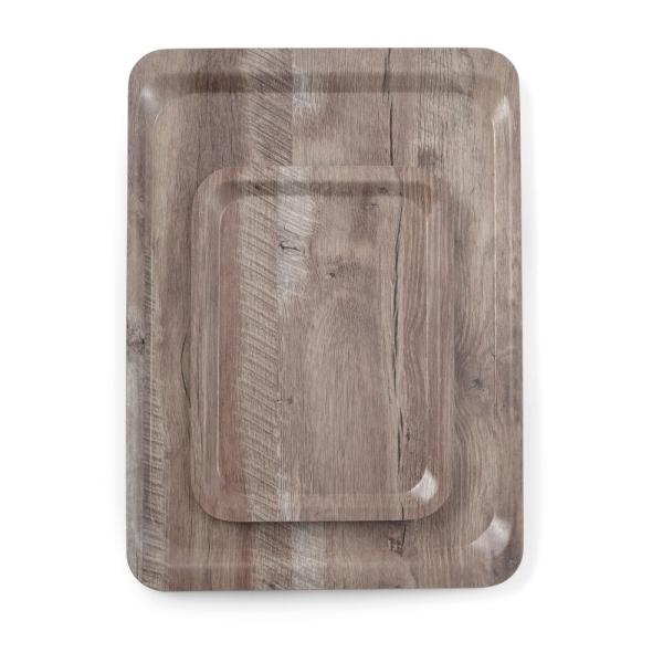 HENDI Serviertablett aus Melamin mit Holzoptik  Holz dunkel 370 x 530 mm