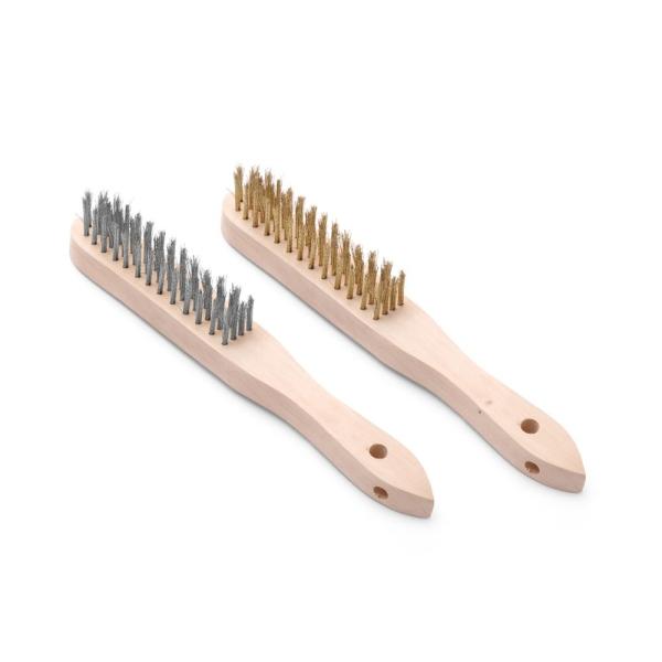 HENDI Drahtbürsten-Set aus Messing und Edelstahl - 2 Stk, 2 Stk, Länge 290 mm