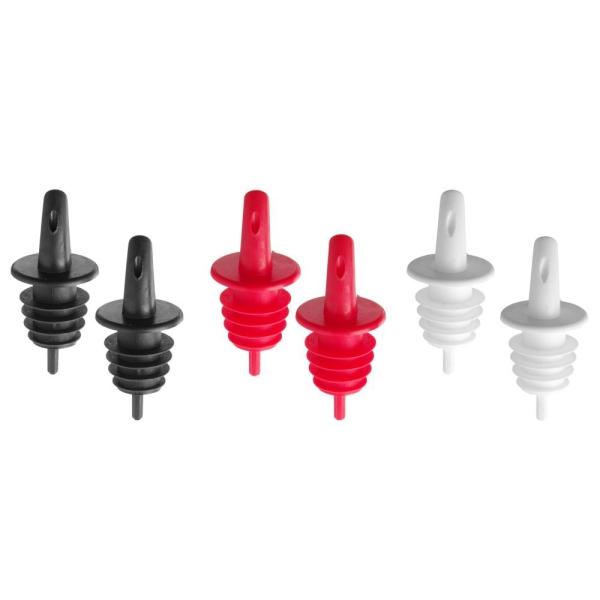 HENDI Freeflow-Ausgießer 6 Stk, BarUp 2 x  schwarz 2 x  weiß 2 x  rot Rot 6 Stk