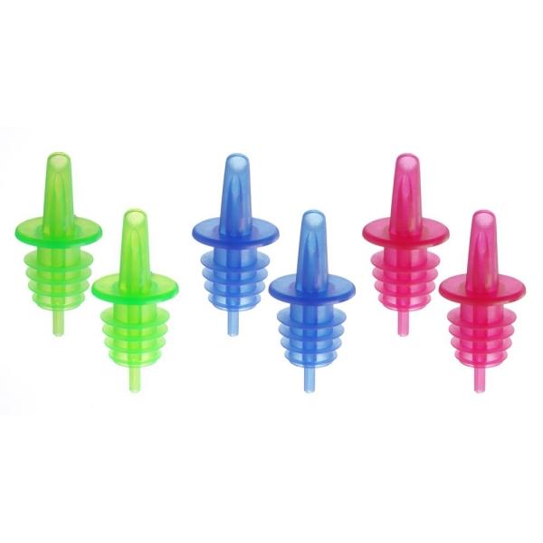 HENDI Freeflow-Ausgießer 6 Stk, BarUp 2 x  blau 2 x  rot 2 x  grün Rot 6 Stk