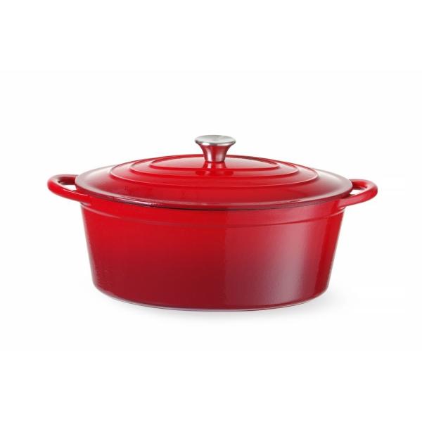 HENDI Emaillierter Gusseisentopf 6,88 l, Rot 405 x 255 x 134 mm