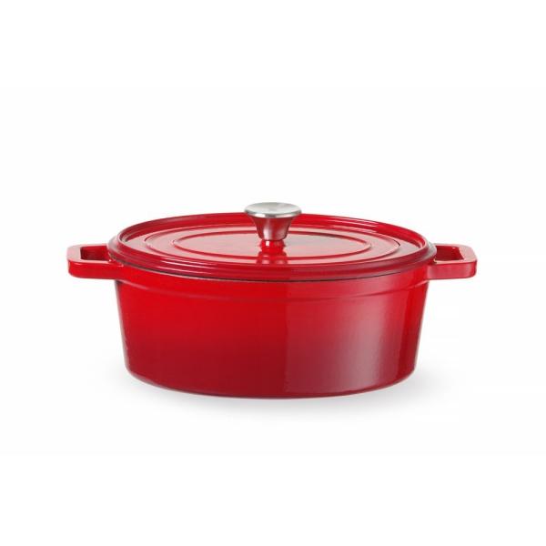 HENDI Emaillierter Gusseisentopf 4,4 l, Rot 365 x 290 x 115 mm