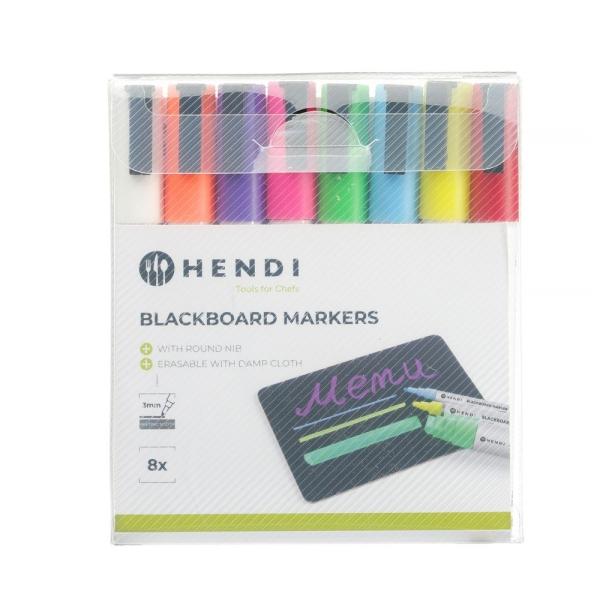 HENDI Kreidemarker 3 mm Marker 1 x  weiß 1 x  rot 1 x  blau 1 x  grün 1 x  gelb 1 x  violett, 1 x  orange und 1 x  pink