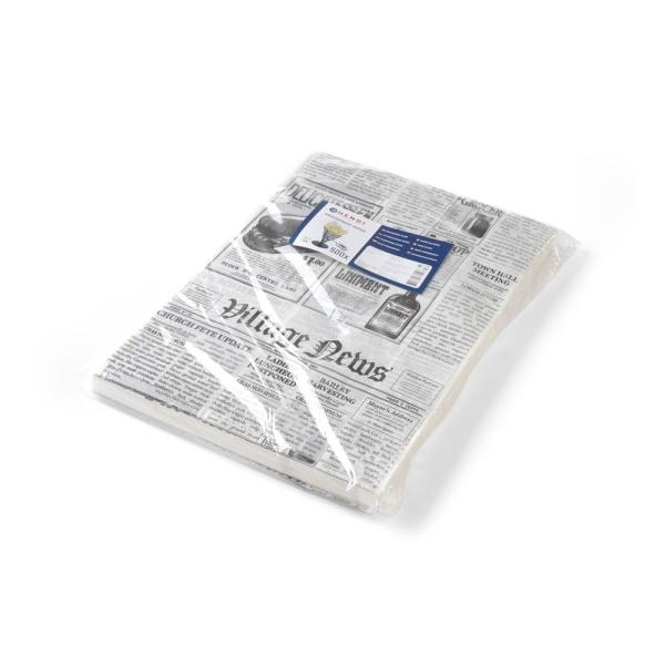 HENDI Einschlagpapier fettdicht Zeitungsdruck 500 Stk, 250 x 350 mm