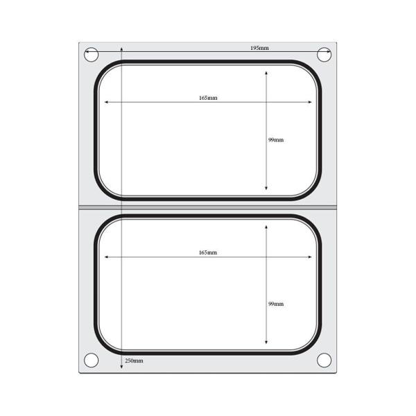 Bild 1 HENDI Matrize für Versiegelungsmaschine zwei Behälter (178 x 113 mm)