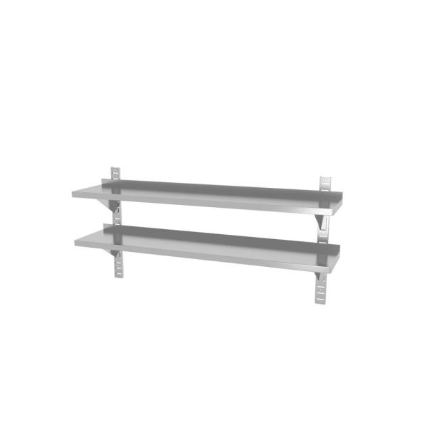 HENDI Doppelwandregal einstellbar mit 2 Halterungen 1400 x 300 x 600 mm