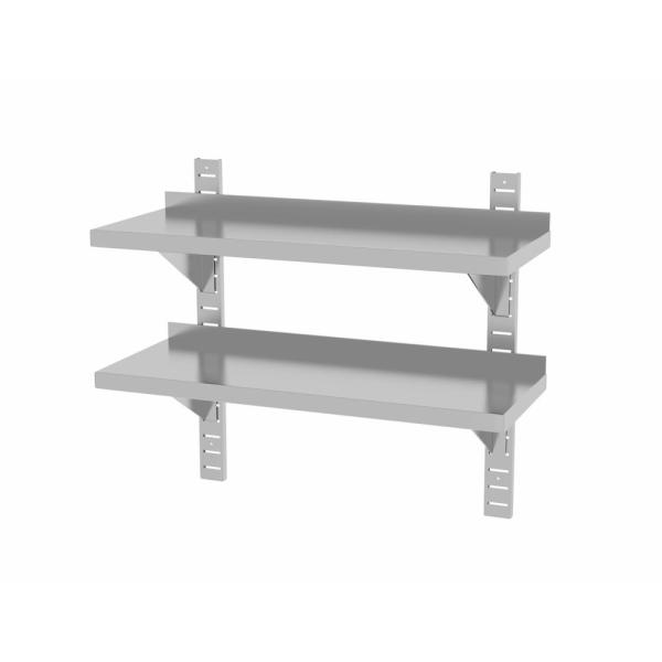 HENDI Doppelwandregal einstellbar mit 2 Halterungen 800 x 300 x 600 mm