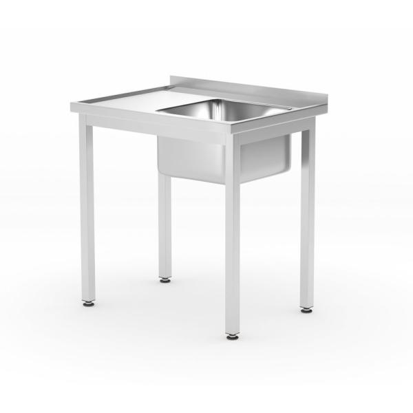 HENDI Waschtisch mit Ablage – verschraubt Tiefe 600 mm Kitchen Line Rechte Seite, 800 x 600 x 850 mm
