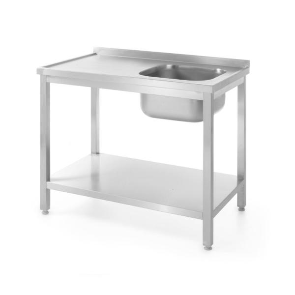 HENDI Waschtisch mit Ablage – verschraubt Tiefe 600 mm Kitchen Line Spüle rechts, 1000 x 600 x 850 mm