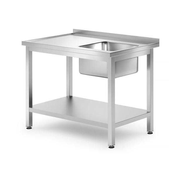 HENDI Waschtisch mit Ablage – verschraubt Tiefe 700 mm Kitchen Line Rechts, 1000 x 700 x 850 mm
