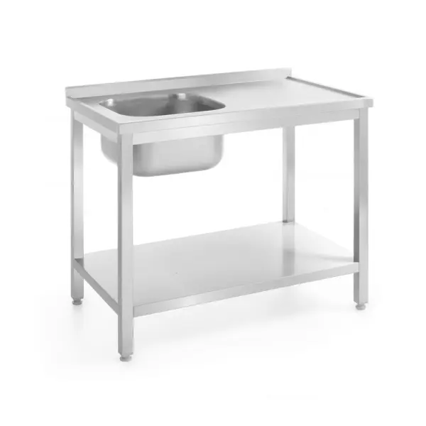 HENDI Waschtisch mit Ablage – verschraubt Tiefe 700 mm Kitchen Line Links, 1000 x 700 x 850 mm 