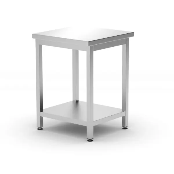 Zentraler Arbeitstisch mit Regalboden Budget Line - geschraubt Tiefe 600 mm HENDI. Budget Line. 600 x 600 x 850mm 