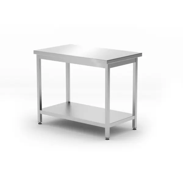 Zentraler Arbeitstisch mit Regalboden Budget Line - geschraubt Tiefe 600 mm HENDI. Budget Line. 1000 x 600 x 850mm 