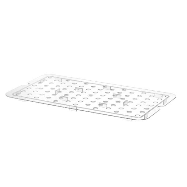 HENDI Perforiertes Abtropfgitter für Gastronorm-Behälter aus Polycarbonat Profi Line, GN 1/1, Transparent, 467 x 263 mm