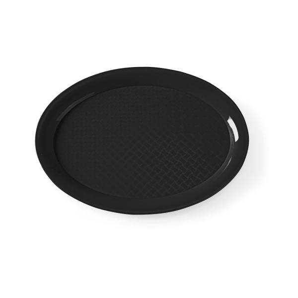 HENDI Fast-Food-Tablett aus Polypropylen oval Schwarz 265 x 195 x 15 mm